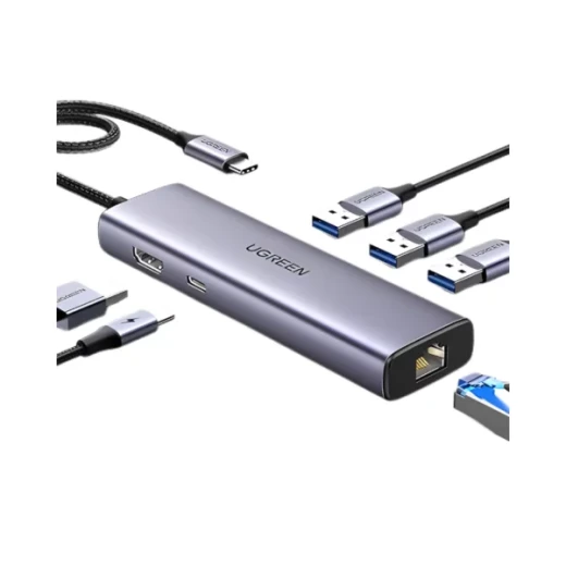 UGREEN 6-in-1 USB-C Hub CM512, 4K HDMI, Gigabit Ethernet, 100W PD Charging, USB 3.0 Ports - Ugreen - Image 2